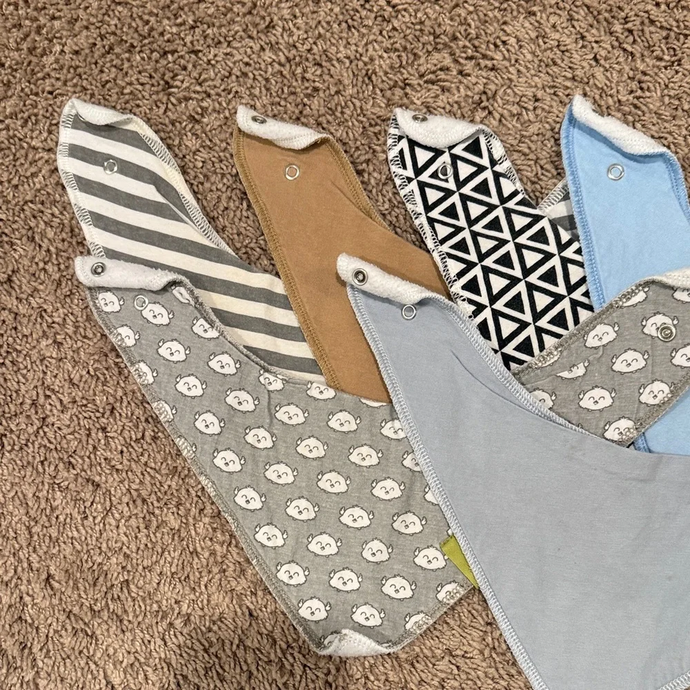 Stylish Blue and Gray Bandana Bibs Set of 6!